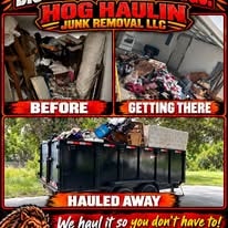 Hog Haulin truck and trailer on job